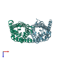 PDB entry 3llq coloured by chain, top view.