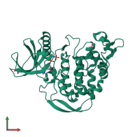 PDB entry 3llt coloured by chain, front view.