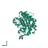 PDB entry 3llt coloured by chain, side view.