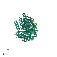 PDB entry 3llx coloured by chain, side view.