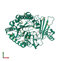 PDB entry 3lm3 coloured by chain, front view.