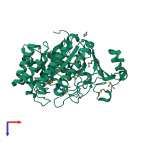 PDB entry 3lm3 coloured by chain, top view.