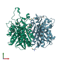 PDB entry 3lm6 coloured by chain, front view.