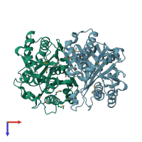 PDB entry 3lm6 coloured by chain, top view.