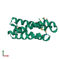 PDB entry 3lmf coloured by chain, front view.