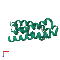PDB entry 3lmf coloured by chain, top view.
