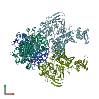 PDB entry 3lmm coloured by chain, front view.