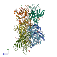PDB entry 3lmx coloured by chain, side view.