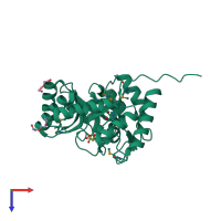 PDB entry 3lmz coloured by chain, top view.
