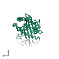 HLA class I histocompatibility antigen, B alpha chain in PDB entry 3ln4, assembly 1, side view.
