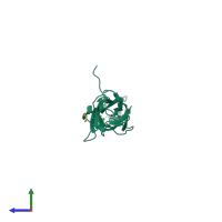 PDB entry 3lne coloured by chain, side view.