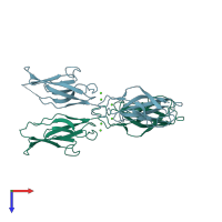 PDB entry 3lni coloured by chain, top view.