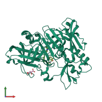 Monomeric assembly 1 of PDB entry 3lnk coloured by chemically distinct molecules, front view.