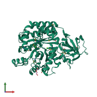 PDB entry 3lnp coloured by chain, front view.
