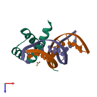 PDB entry 3lnq coloured by chain, top view.