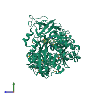 PDB entry 3lnv coloured by chain, side view.