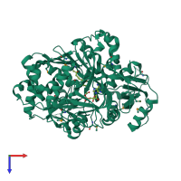 PDB entry 3lnv coloured by chain, top view.