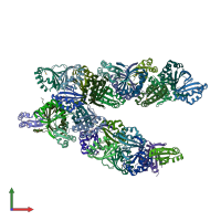 PDB entry 3lo3 coloured by chain, front view.