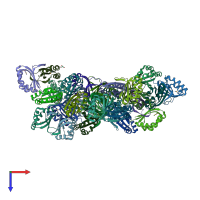PDB entry 3lo3 coloured by chain, top view.
