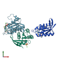 PDB entry 3lo5 coloured by chain, front view.