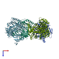 PDB entry 3log coloured by chain, top view.