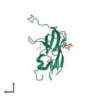 PDB entry 3loj coloured by chain, side view.
