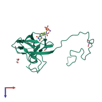 PDB entry 3loj coloured by chain, top view.