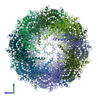 PDB entry 3los coloured by chain, side view.