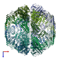 PDB entry 3los coloured by chain, top view.