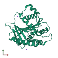 PDB entry 3lp5 coloured by chain, front view.