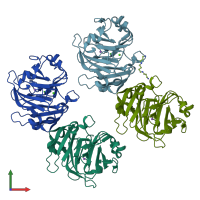 PDB entry 3lp9 coloured by chain, front view.