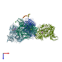 PDB entry 3lpp coloured by chain, top view.