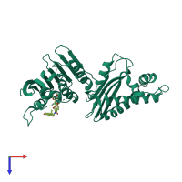 PDB entry 3lps coloured by chain, top view.