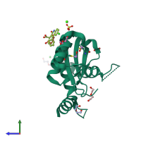 PDB entry 3lpt coloured by chain, side view.