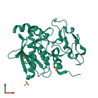 PDB entry 3lq0 coloured by chain, front view.
