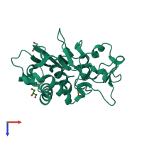 PDB entry 3lq0 coloured by chain, top view.