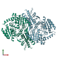 PDB entry 3lq1 coloured by chain, front view.