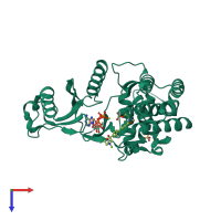 PDB entry 3lq3 coloured by chain, top view.