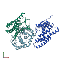 PDB entry 3lq7 coloured by chain, front view.