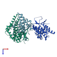 PDB entry 3lq7 coloured by chain, top view.