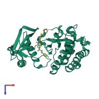 PDB entry 3lq8 coloured by chain, top view.