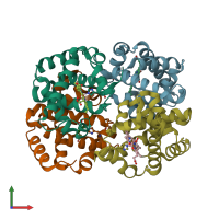 PDB entry 3lqd coloured by chain, front view.