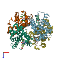 PDB entry 3lqd coloured by chain, top view.