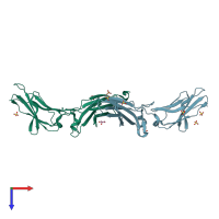 PDB entry 3lqm coloured by chain, top view.