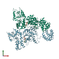 PDB entry 3lqq coloured by chain, front view.