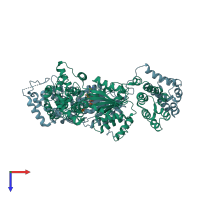 PDB entry 3lqq coloured by chain, top view.