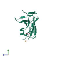 PDB entry 3lqw coloured by chain, side view.