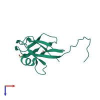 PDB entry 3lqw coloured by chain, top view.