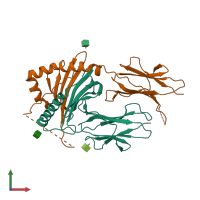 PDB entry 3lqz coloured by chain, front view.