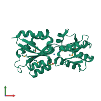 PDB entry 3lr1 coloured by chain, front view.